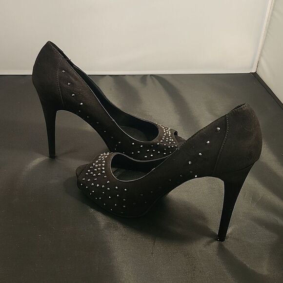 MARC FISHER JEWEL STUDDED EMBELLISHMENTS HIGH HEEL PEEP-TOE PUMP - Picture 5 of 16